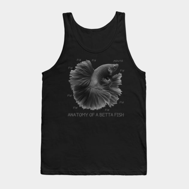 Anatomy of a Betta Fish And Funny Labels Tank Top by CentipedeWorks